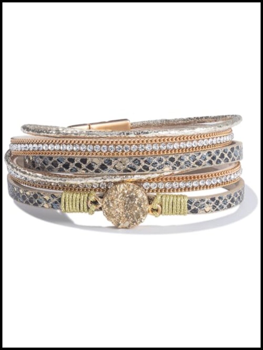 Boho Double Wrap Leather Bracelet Chunky Stackable Western Cute Jewelry Set